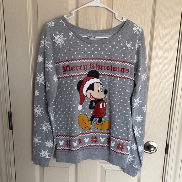 Disney Sweaters - Disney Gray and Red Mickey Mouse Holiday Sweater